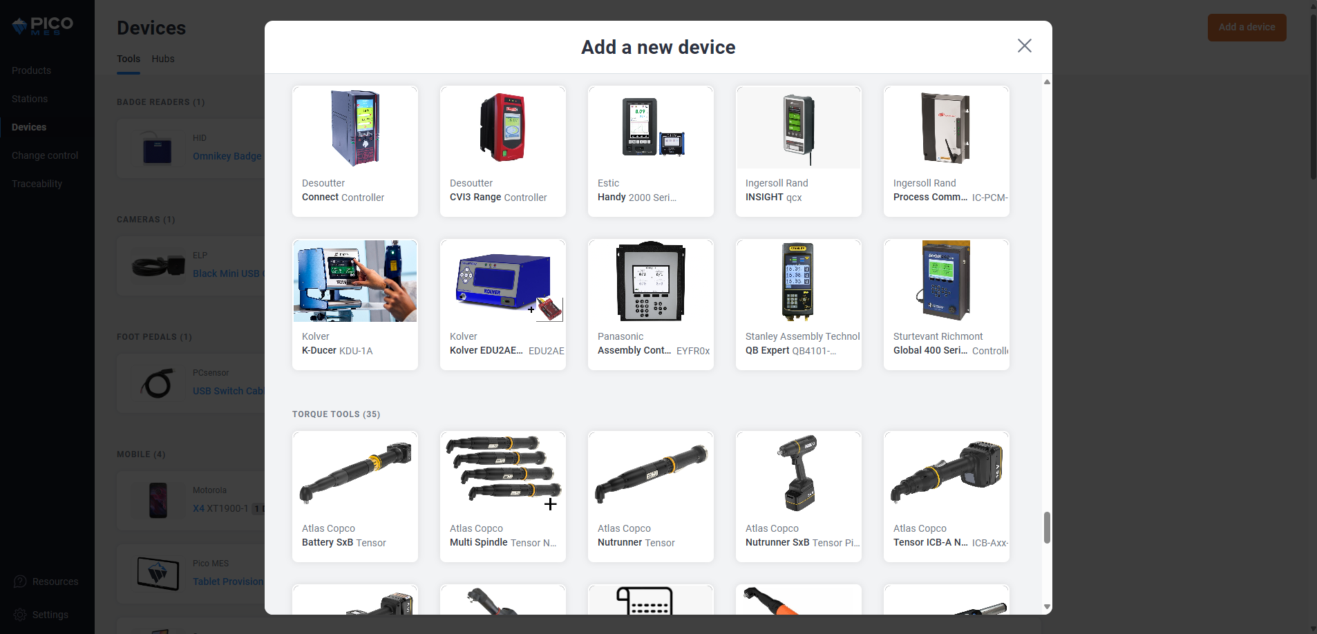 Pico MES - Add a device
