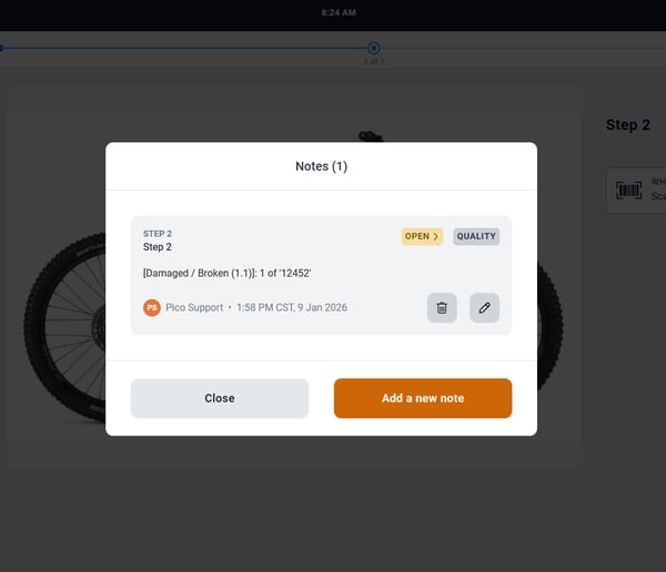 Operators can leave detailed quality notes in PICO